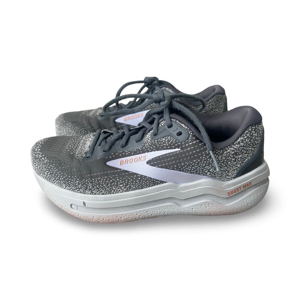 Brooks Ghost Max 2 Women’s Running Shoes Gray White Cushioned Sneakers Size 10 B